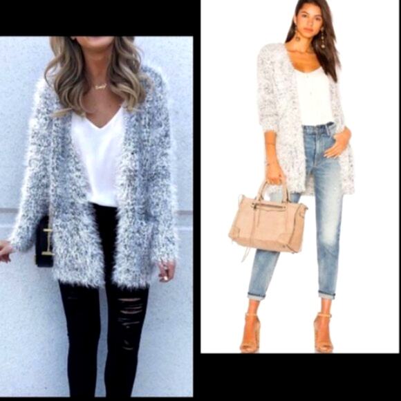 Kensie Fluffy Sweater Cardigan Jacket Sz XS Teddy Bear Eyelash Open Modern Boho - Picture 5 of 13